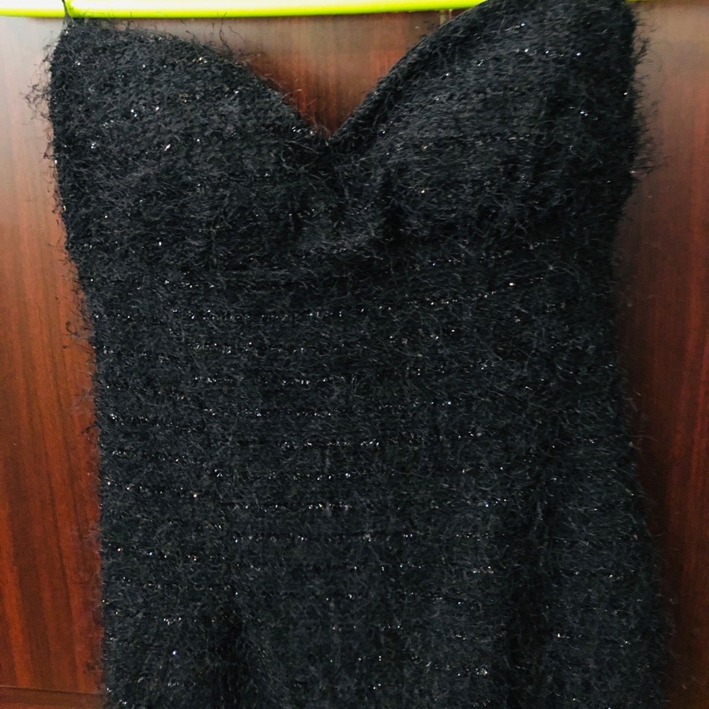 Black strapless mini dress